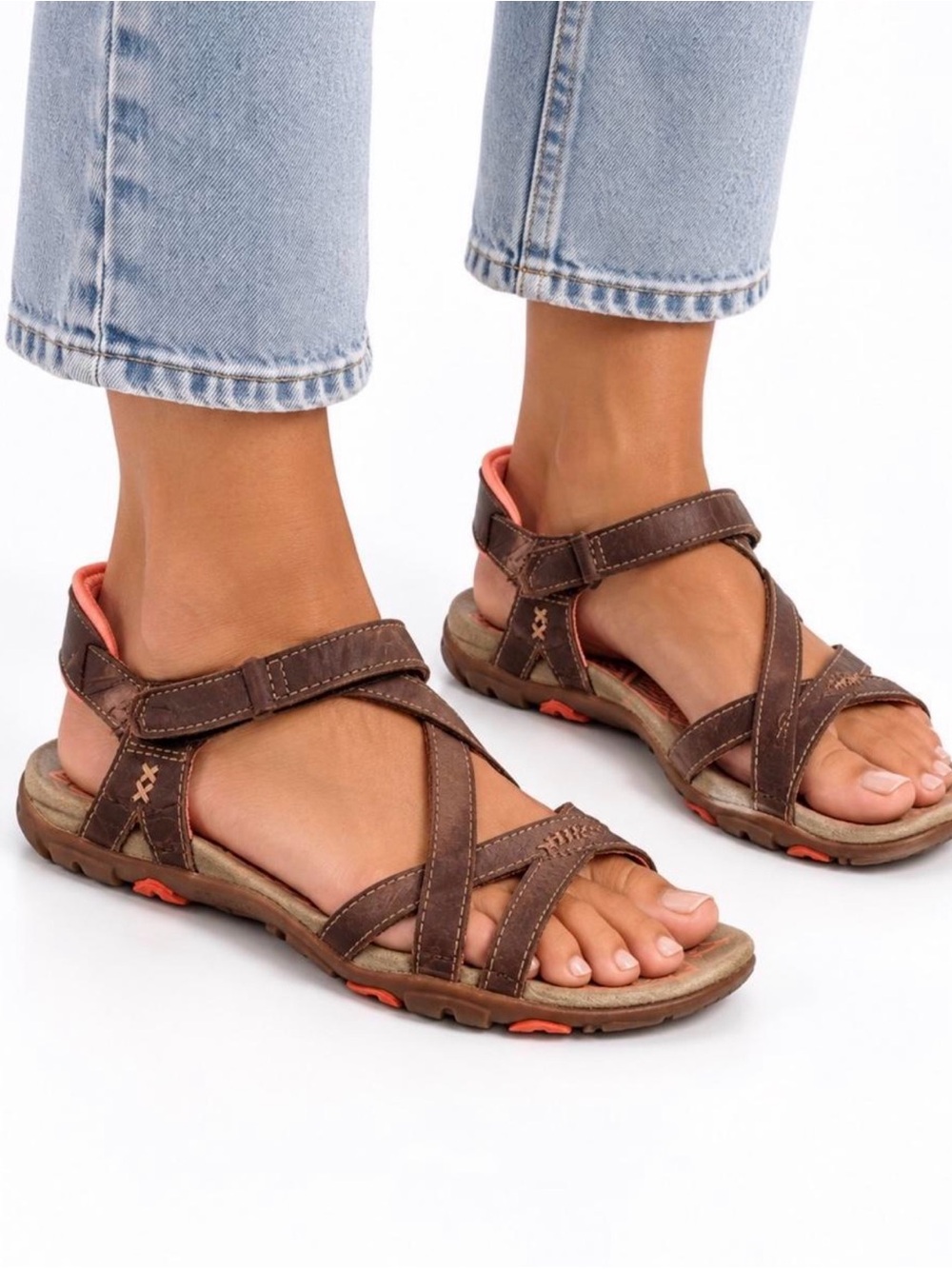 Merrell Sandspur Rose Leather Sandals | Cocoa/Coral | Women’s 9